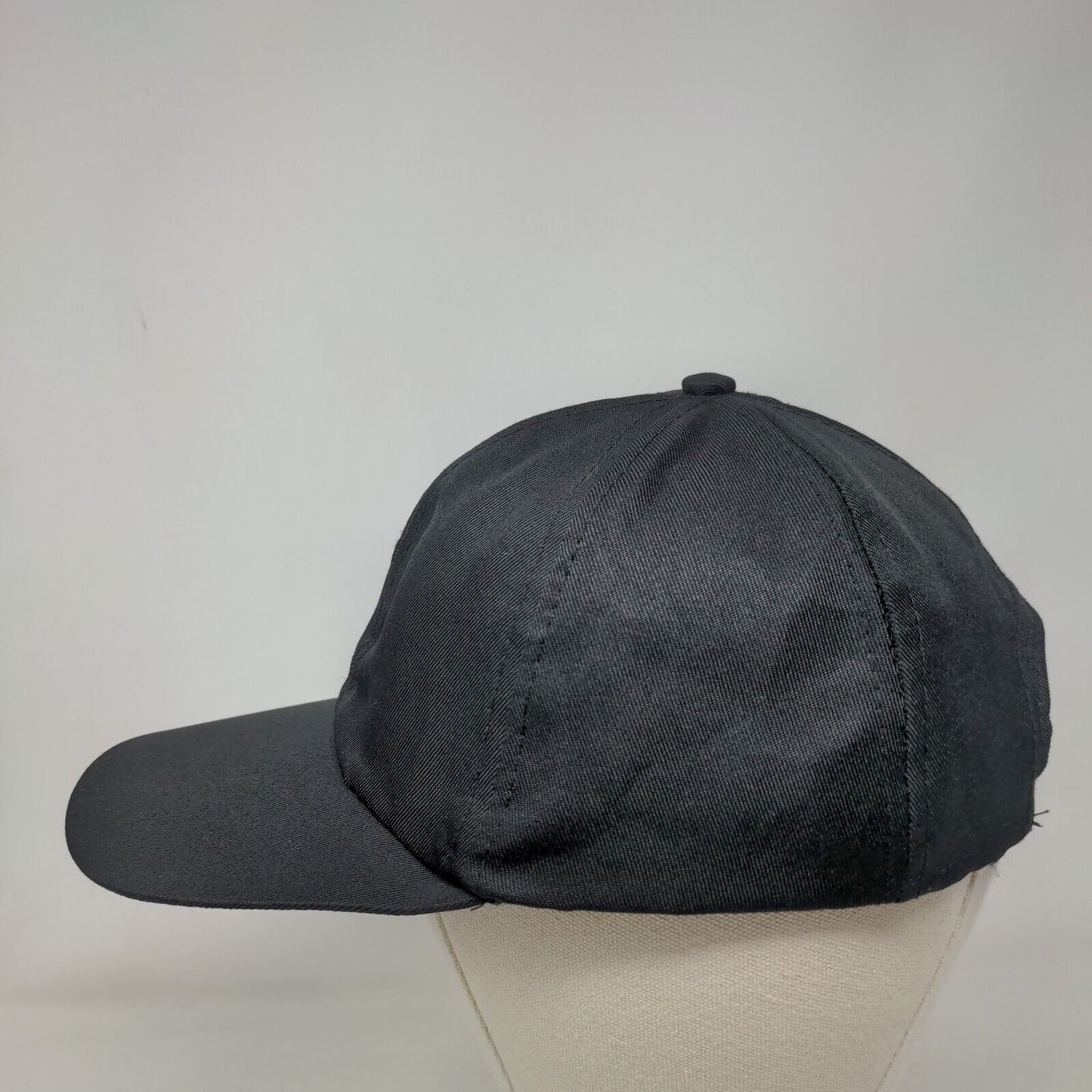 Unbranded Strapback Hat Black One Size Adjustable Solid Blank 6 Panel