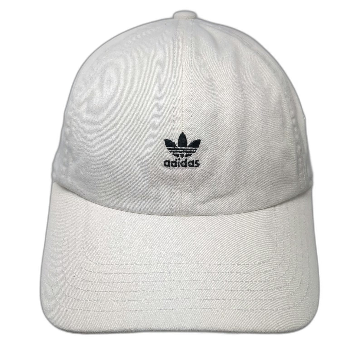 Adidas Baseball Cap White One Size Trefoil Logo Cotton Slideback Strap Hat