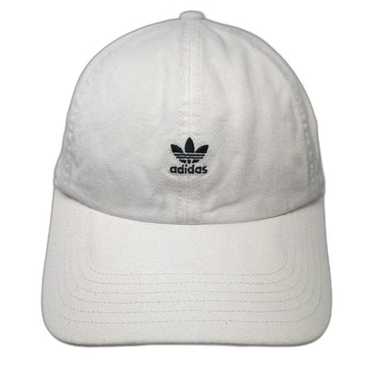 Adidas Baseball Cap White One Size Trefoil Logo Cotton Slideback Strap Hat