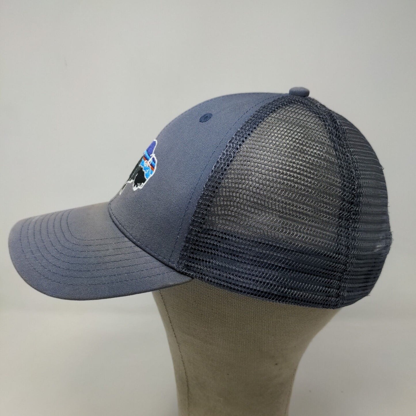 Patagonia Men's Snapback Mesh Back Hat Blue Embroidered Buffalo Logo
