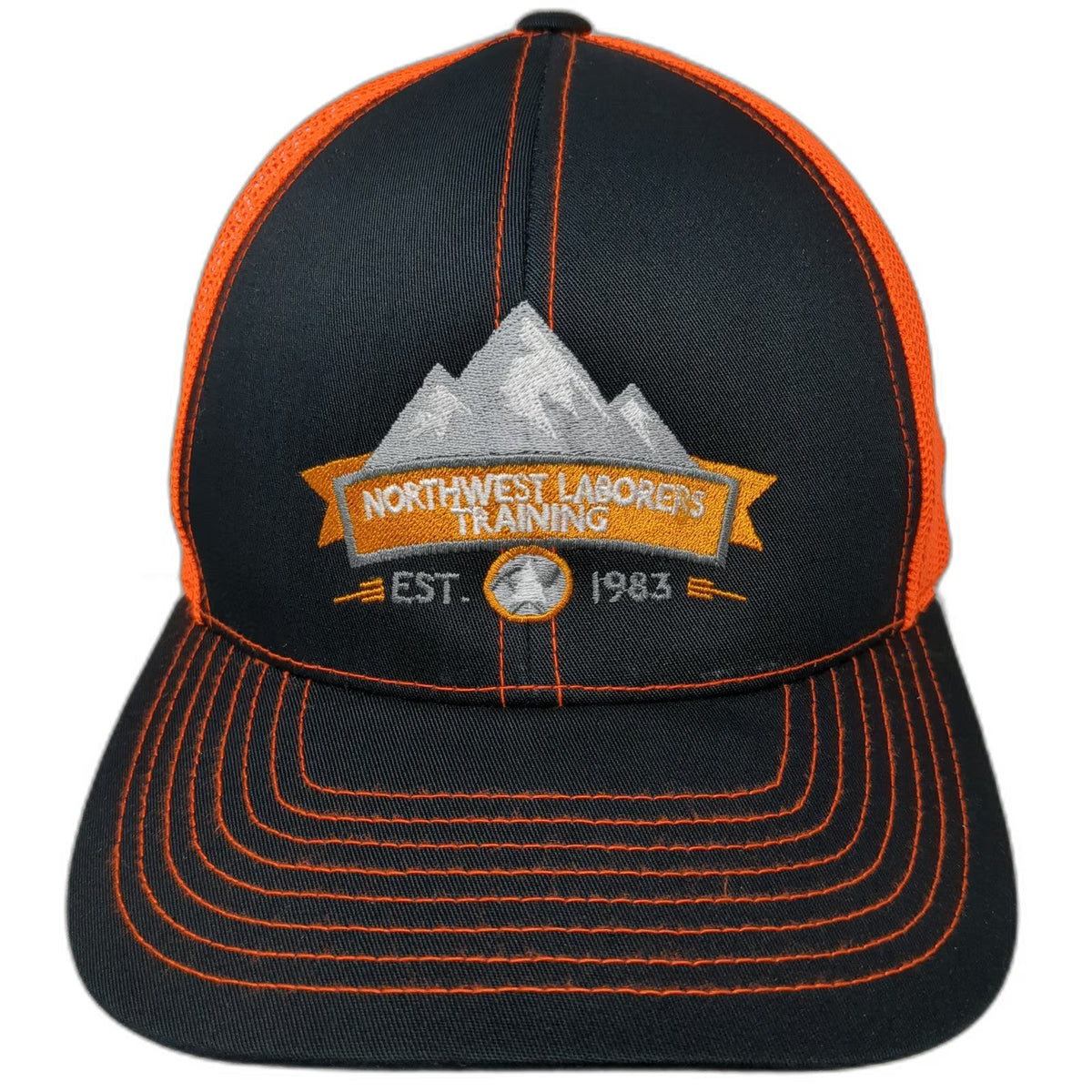 Pacific Snapback Black Orange One Size Northwest Laborers Training Mesh Hat