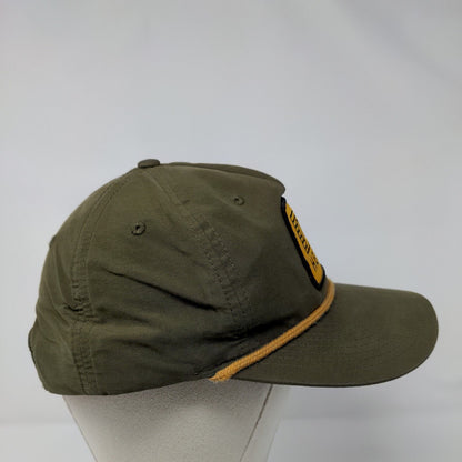 HEST Snapback Hat Green One Size Adjustable Embroidered Vented Holes Rope