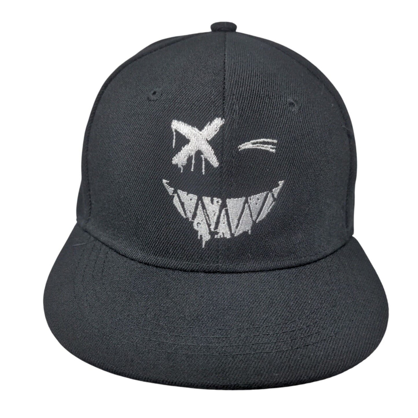 Halloween Smiley Face Snapback Hat Black One Size Adjustable Embroidered