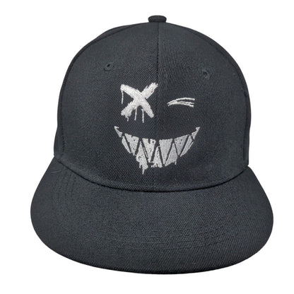 Halloween Smiley Face Snapback Hat Black One Size Adjustable Embroidered