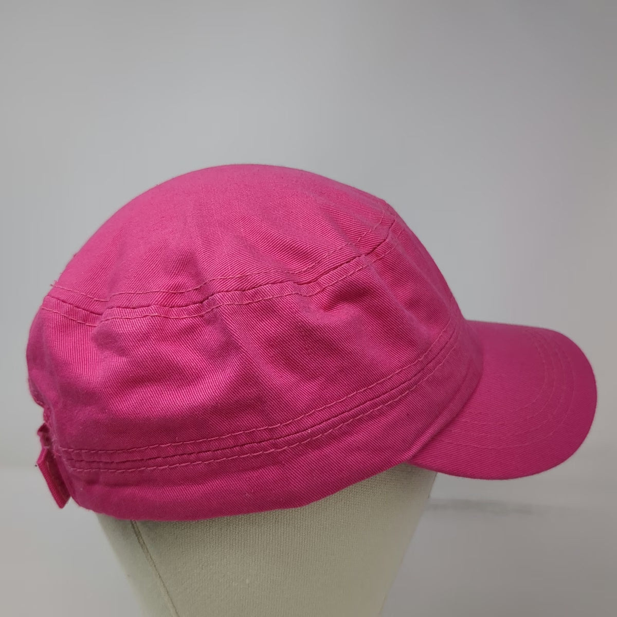Pink Army Cap One Size Rhinestone Fleur-de-lis Cotton Strapback Hat Bling Gems
