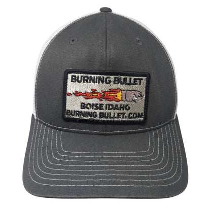 Burning Bullet Patch Snapback Trucker Hat Gray One Size Mesh Back