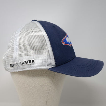 RepYourWater Trucker Hat Blue One Size Snapback Mesh Back Fish Buffalo Logo