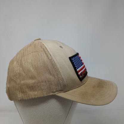 American Flag Freak Outdoors Snapback Mesh Back Trucker Hat Tan One Size