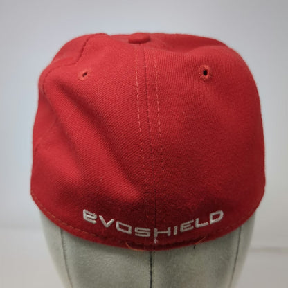 New Era EvoShield 59FIFTY Baseball Cap Red 7 Fitted Hat Flat Brim Sports Gear