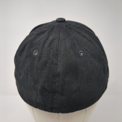 Hawaii Fitted Hat Black One Size Embroidered Solid Vent Holes Hawaiian