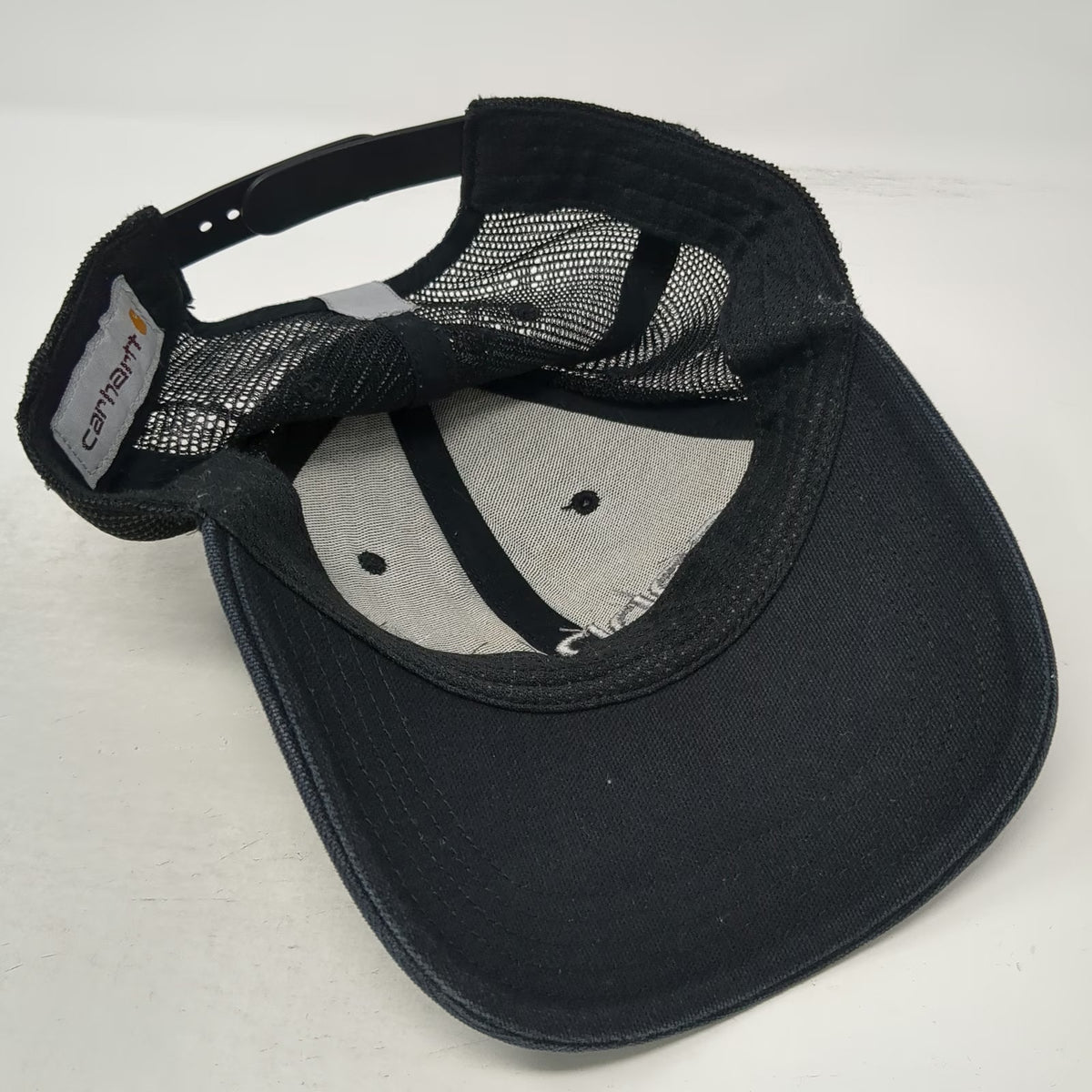 Carhartt Trucker Hat Black Gray One Size Mesh Back Snapback Embroidered Logo