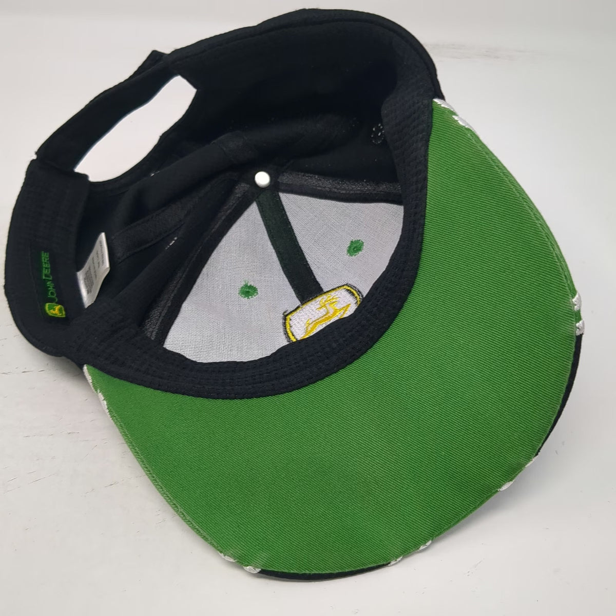 John Deere Baseball Cap Green One Size Mesh Back Contrast Piping Strapback Hat