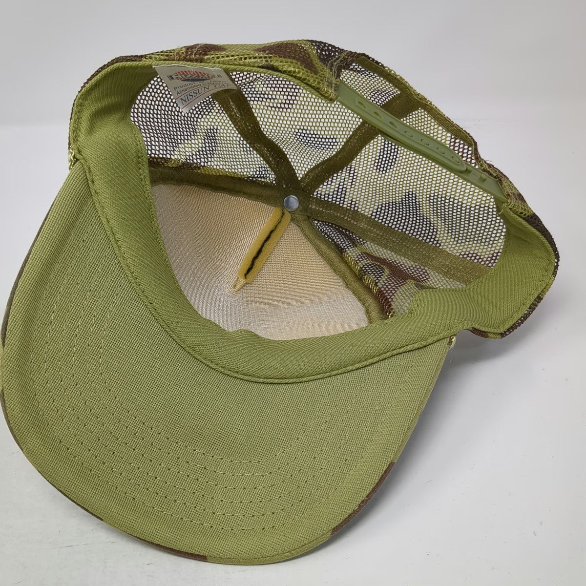 Nissun Trucker Hat Green One Size Camo Mesh Snapback Make it a Double Dice