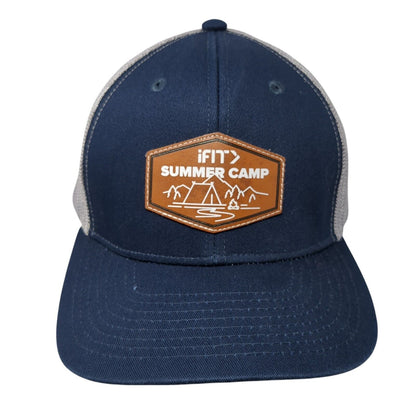 iFIT Summer Camp Patch Snapback Trucker Hat Blue One Size Mesh Back