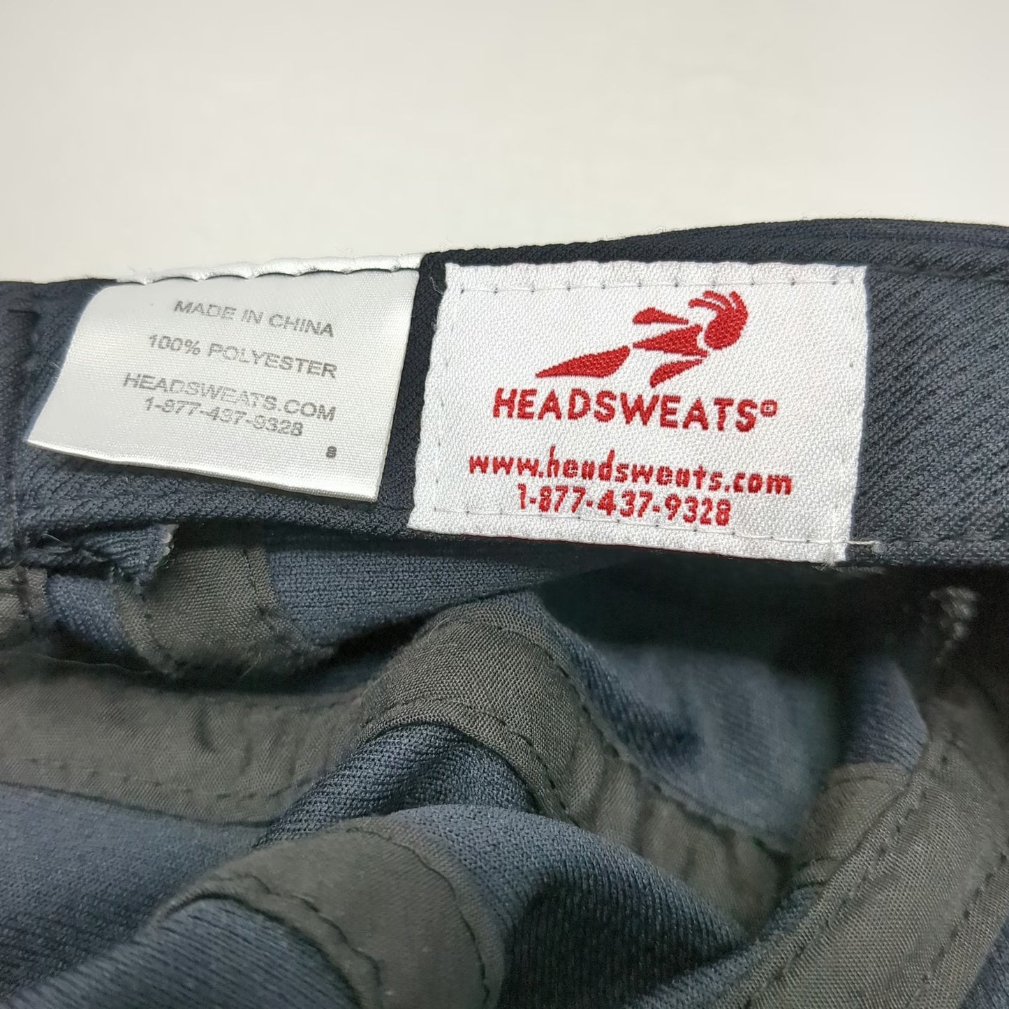 Headsweats 5 Panel Black Hat One Size Polyester Runner Logo Athletic Performance