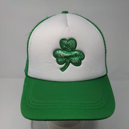 St. Patrick's Day Clover Snapback Trucker Hat Green OS Adjustable Mesh Back