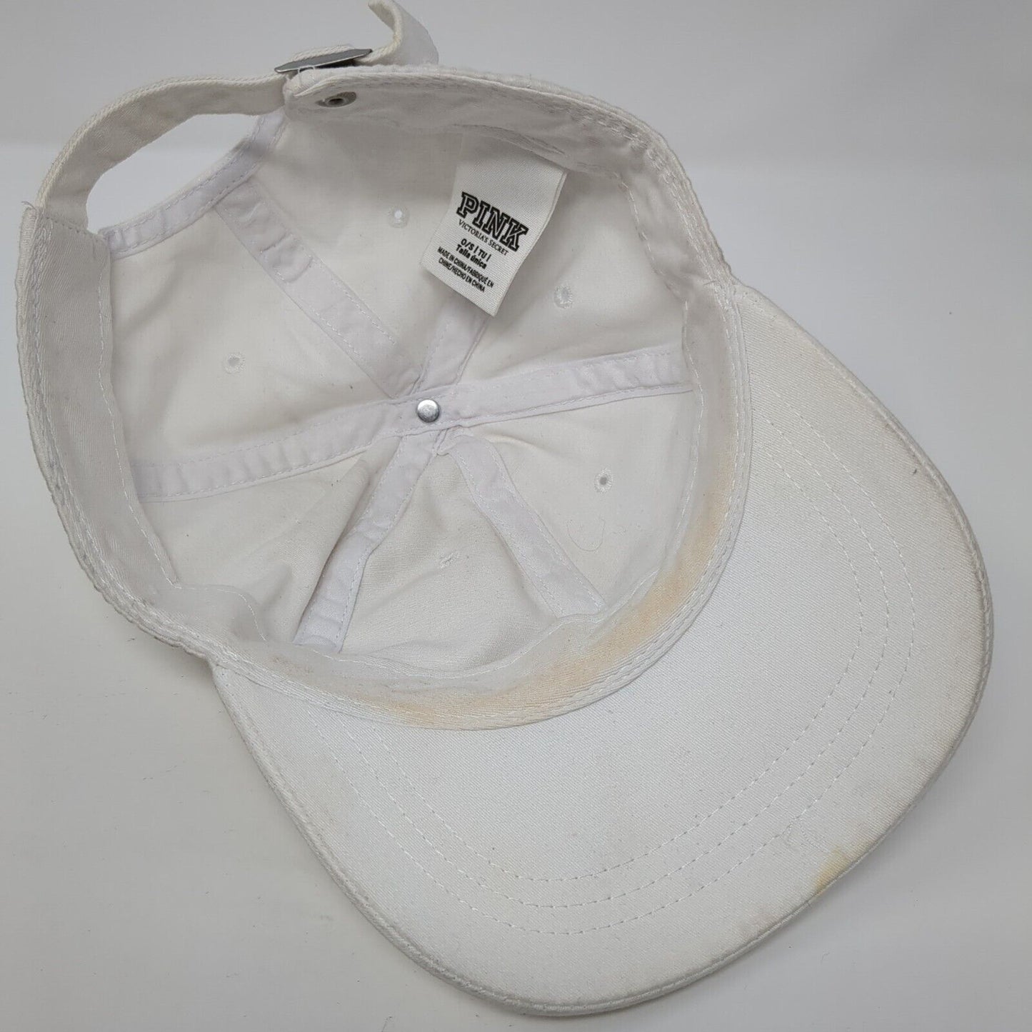 Victoria's Secret PINK Slideback Hat White One Size Adjustable 6 Panel
