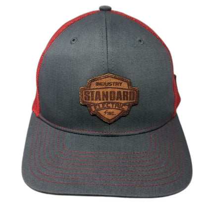 Richardson Trucker Hat Gray Red One Size Standard Electric Leather Patch Hat