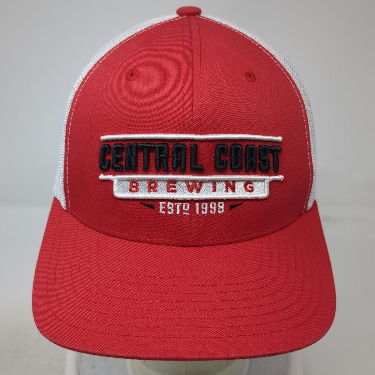 Yupoong Trucker Hat Red One Size Central Coast Brewing Est 1998 Mesh Snapback