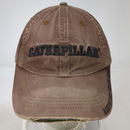 Caterpillar Baseball Cap Brown One Size Slideback Frayed Edge Dirt Slogan Hat