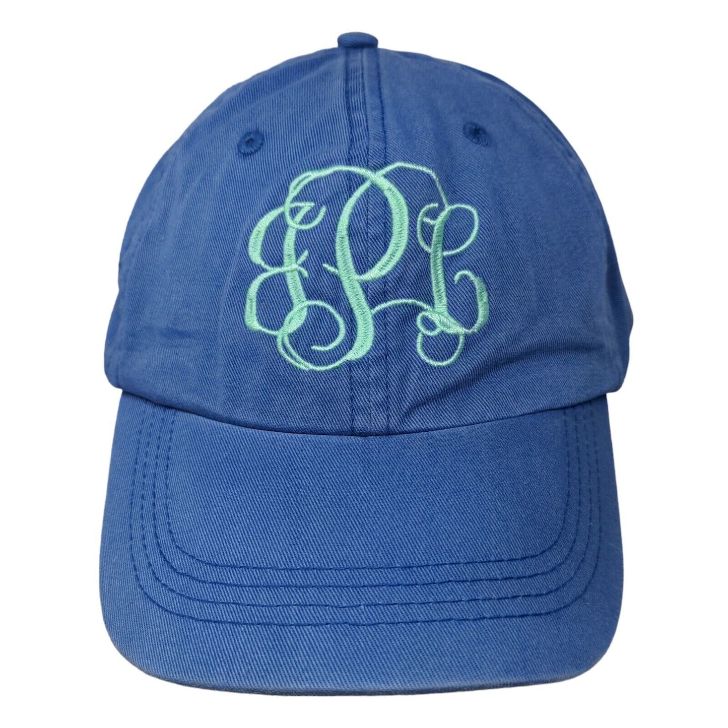 Monogram Slideback Hat Blue One Size Embroidered Adjustable 6 Panel