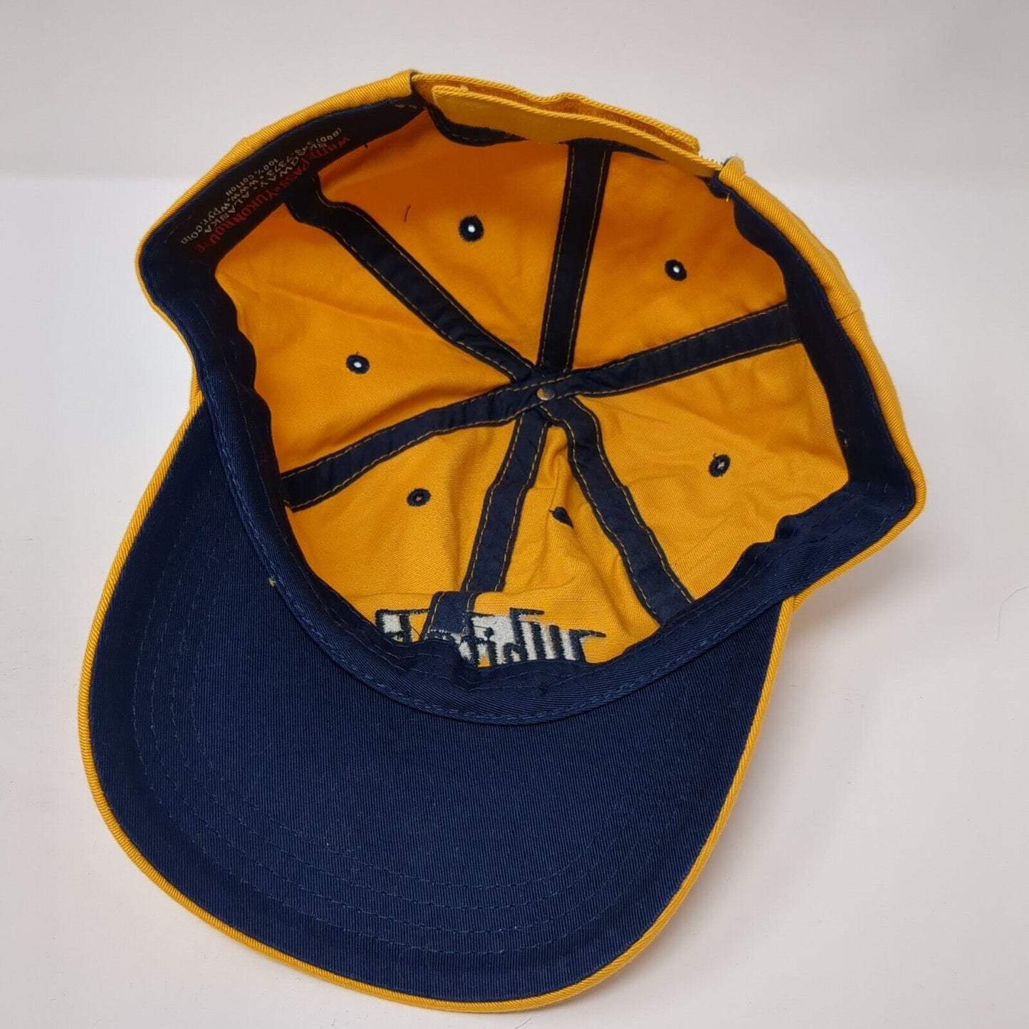 White Pass Strapback Hat Yellow One Size Adjustable Embroidered 6 Panel Cotton