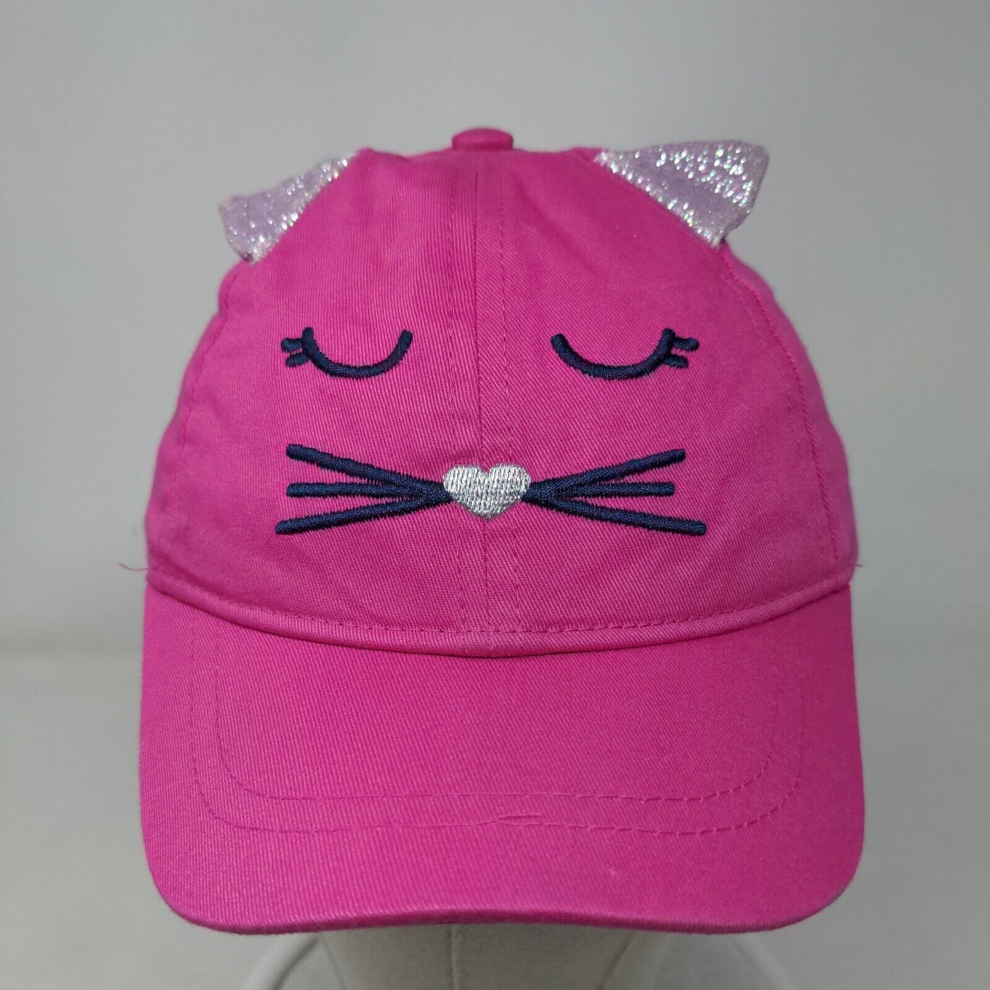 Cat Ears Toddler Strapback Hat Pink 2T-4T Adjustable Embroidered Oshkosh B'gosh
