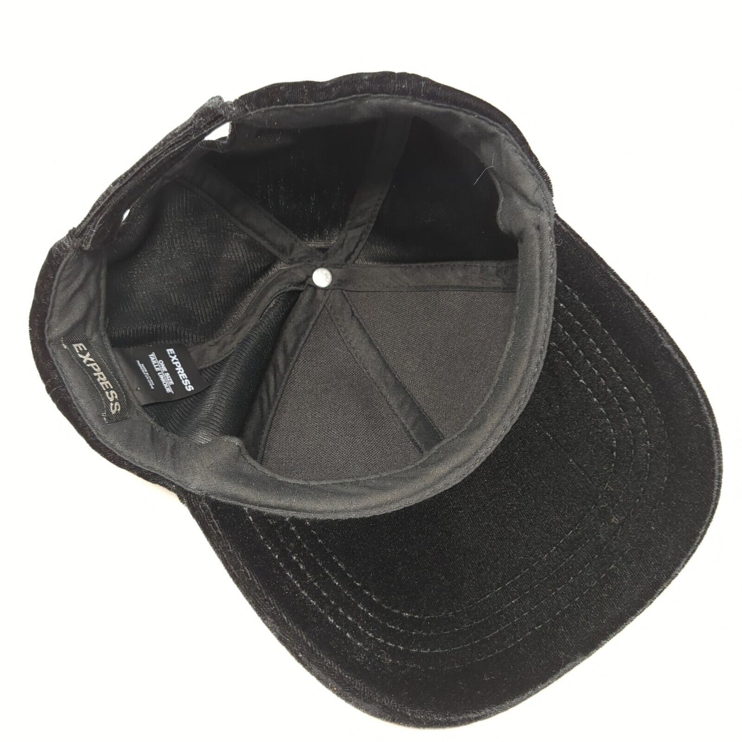 Express Strapback Hat Black One Size Adjustable Velvet Blank 6 Panel