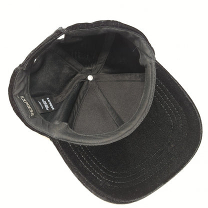 Express Strapback Hat Black One Size Adjustable Velvet Blank 6 Panel