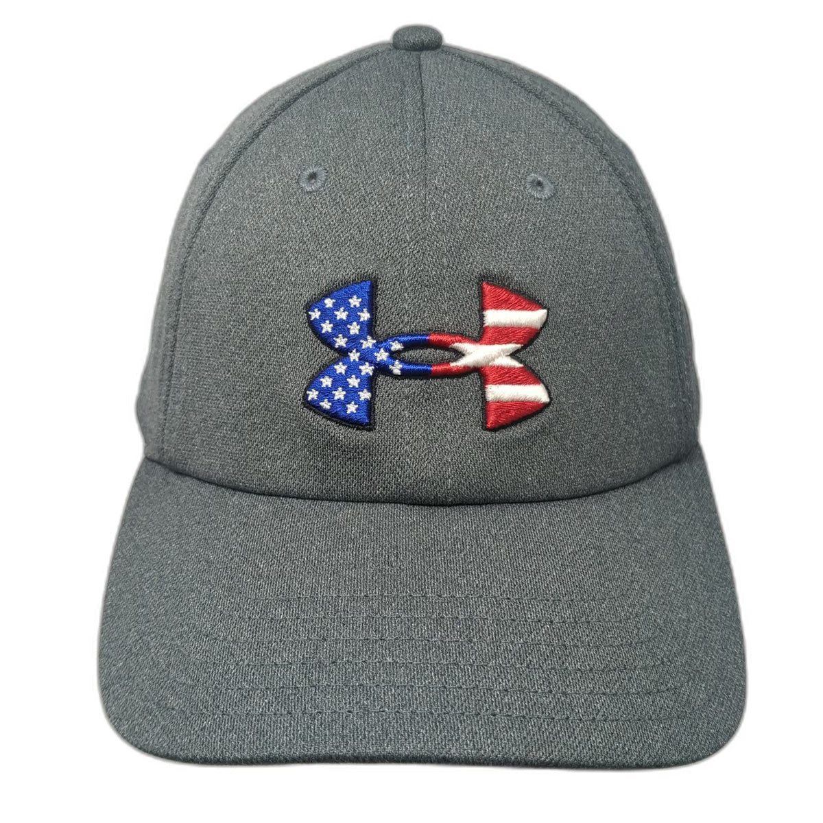 Under Armour Baseball Cap Gray OSFM American Flag Logo Blitzing Hat Strapback