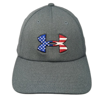 Under Armour Baseball Cap Gray OSFM American Flag Logo Blitzing Hat Strapback