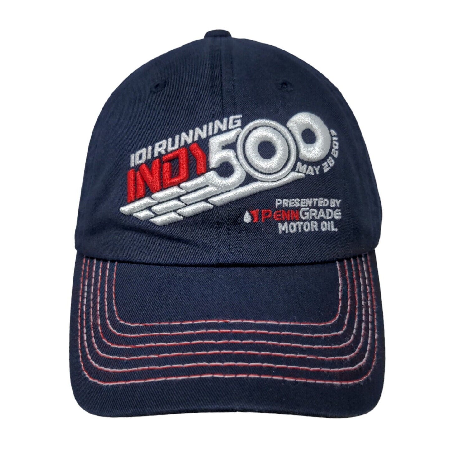 Indy 500 Men's Slideback Hat Blue OSFA 101st Running Embroidered Logo 2017