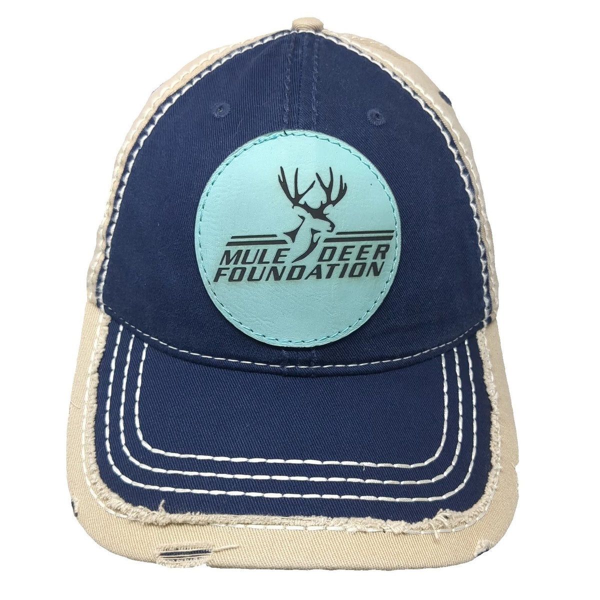 Otto Blue One Size Baseball Cap Mule Deer Foundation Patch Distressed Hat