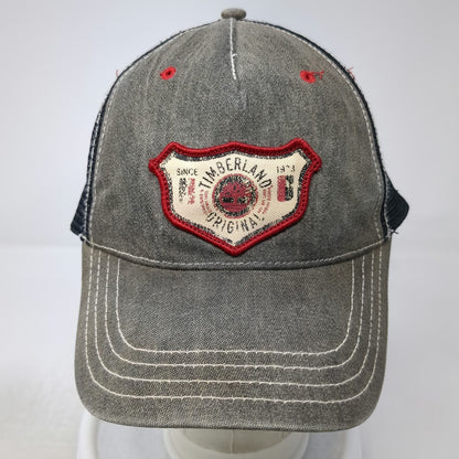 Timberland Trucker Hat Gray Black OS Snapback Mesh Patch Logo Shield Stitch
