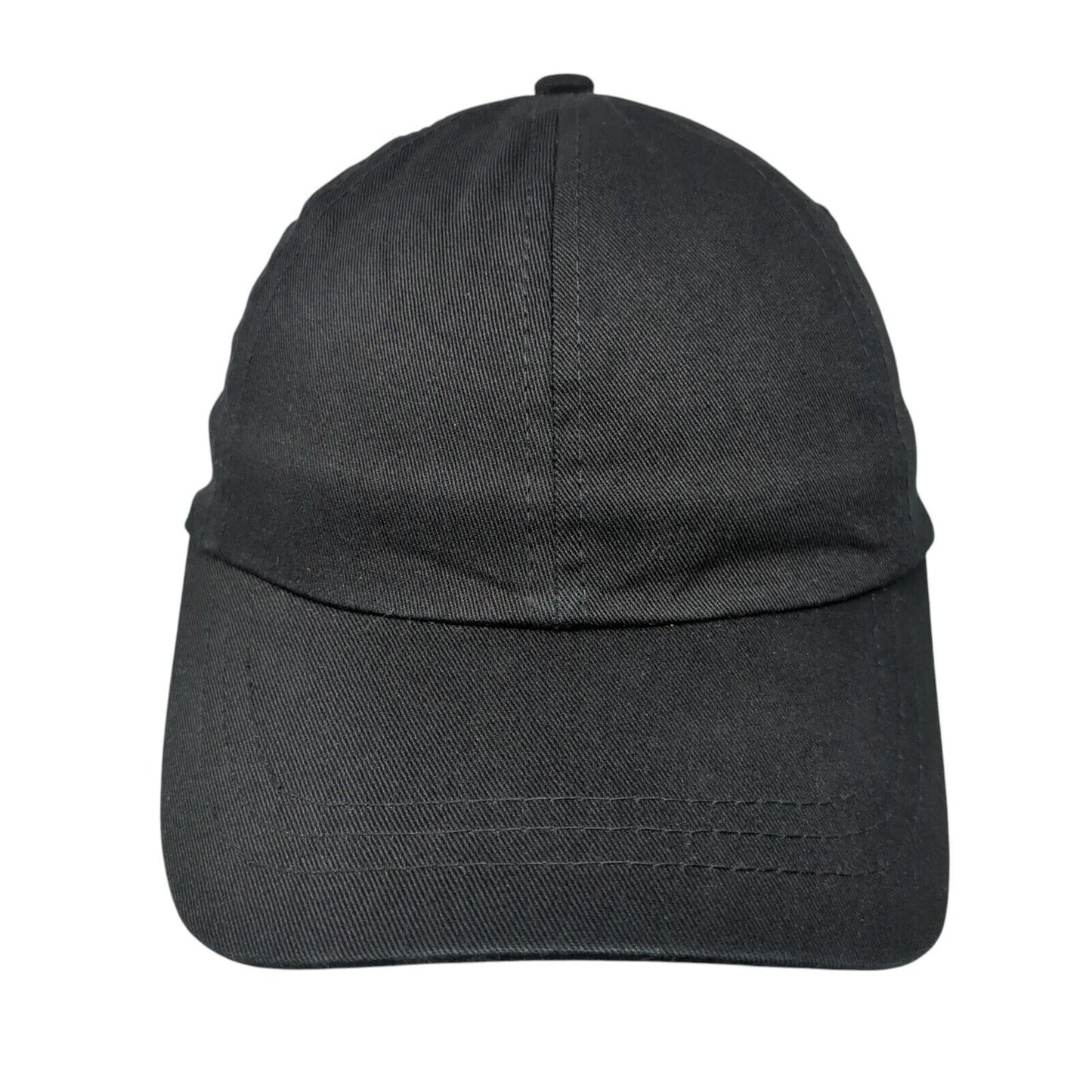 Unbranded Strapback Hat Black OSFA Adjustable Vented Holes 6 Panel Blank