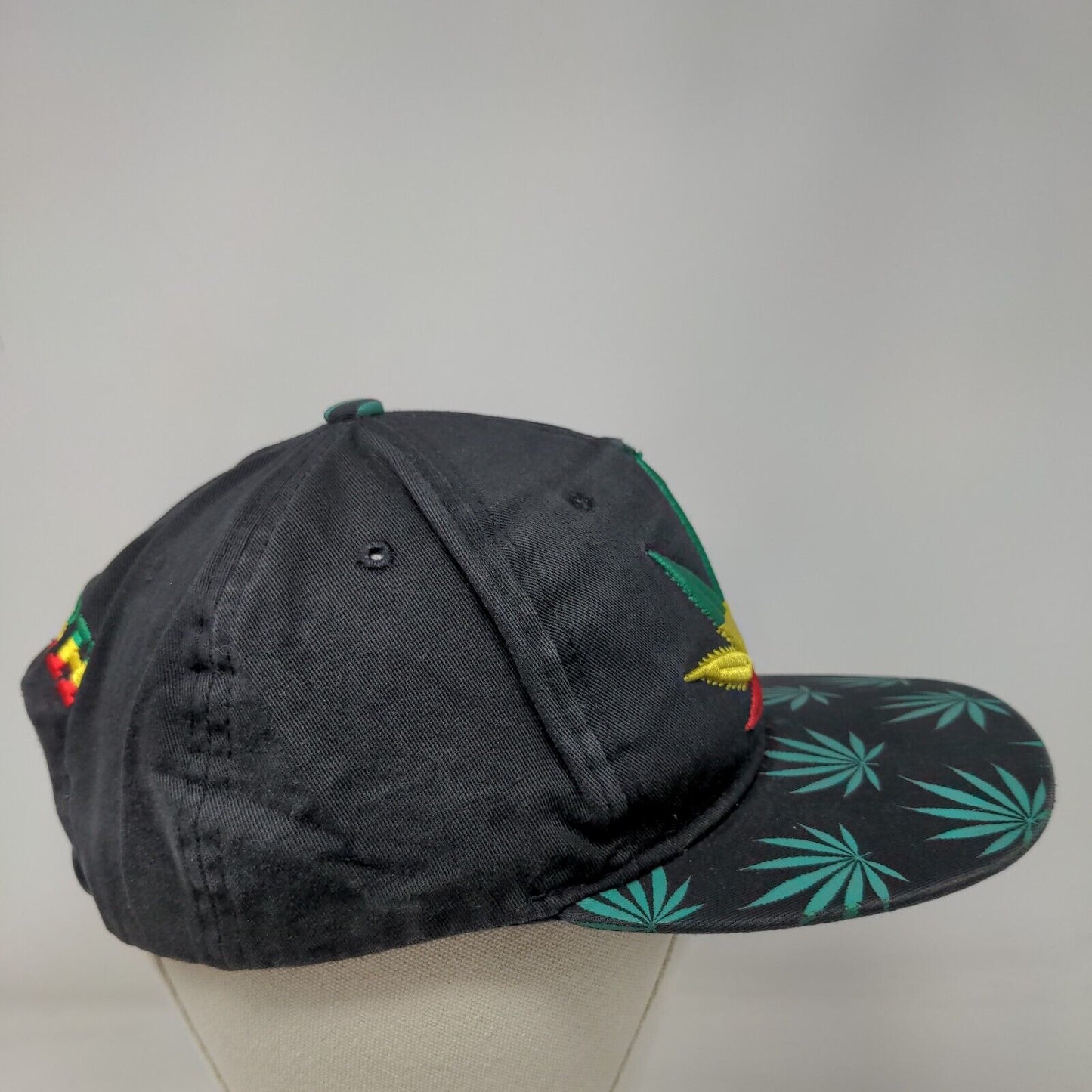 Weed Leaf Marijuana Kush Snapback Hat Black OSFA Embroidered Premium