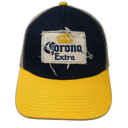 Corona Trucker Hat Blue Yellow One Size Mesh Back Snapback Beer Logo Patch Crown