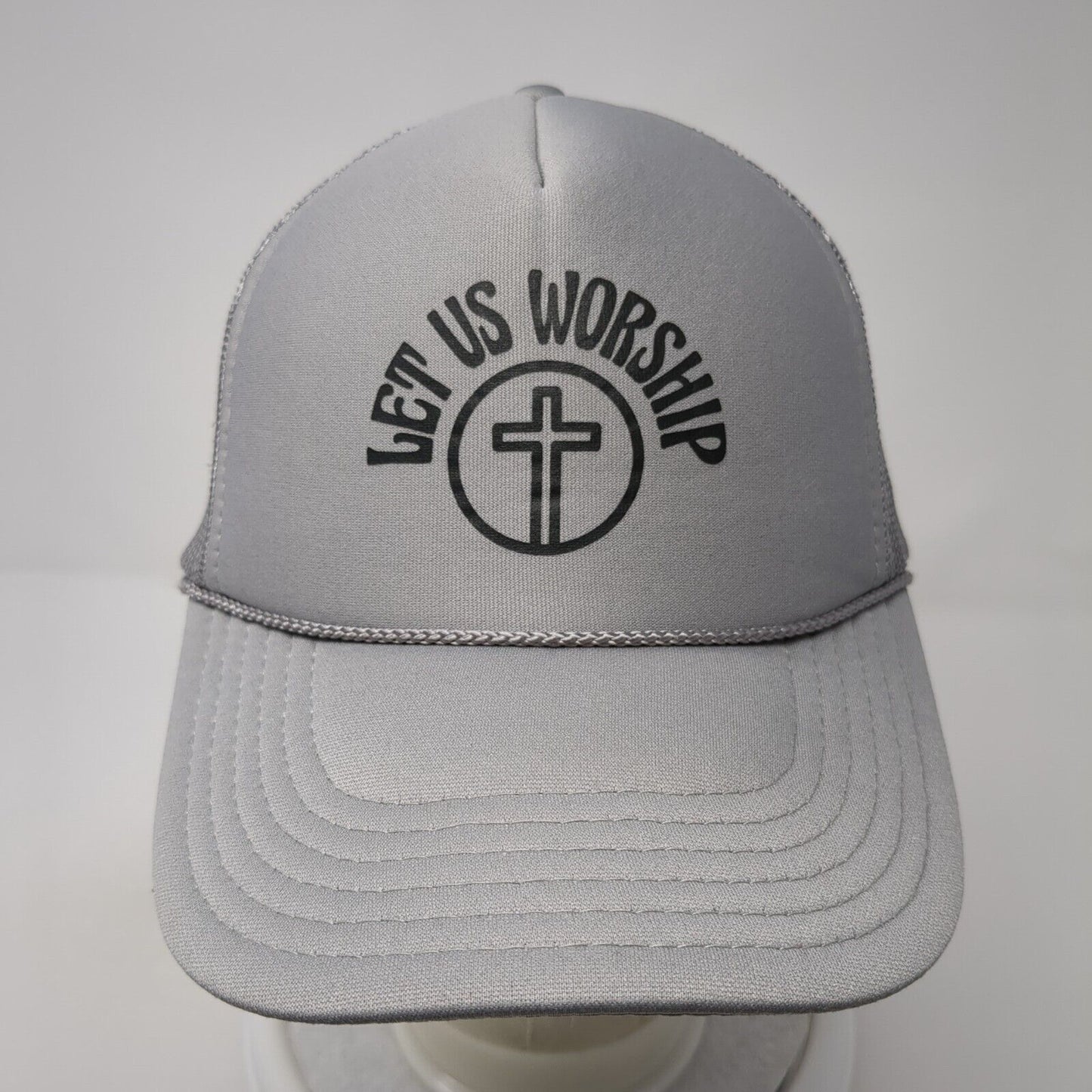 Let Us Worship Snapback Rope Trucker Hat Gray One Size Mesh Back Otto