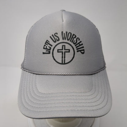 Let Us Worship Snapback Rope Trucker Hat Gray One Size Mesh Back Otto