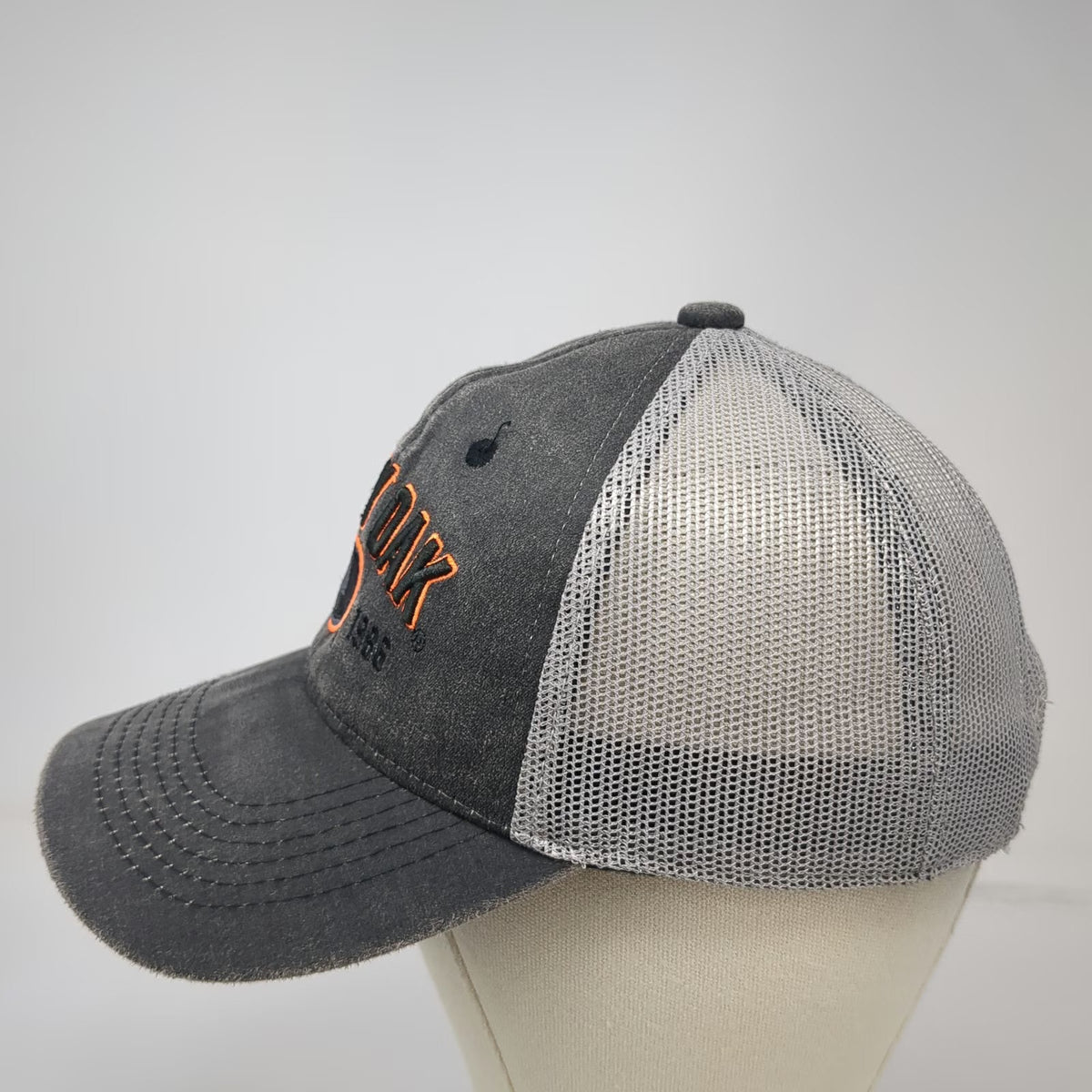 Mossy Oak Trucker Hat Gray One Size Snapback Mesh Embroidered Logo 1986 Branch