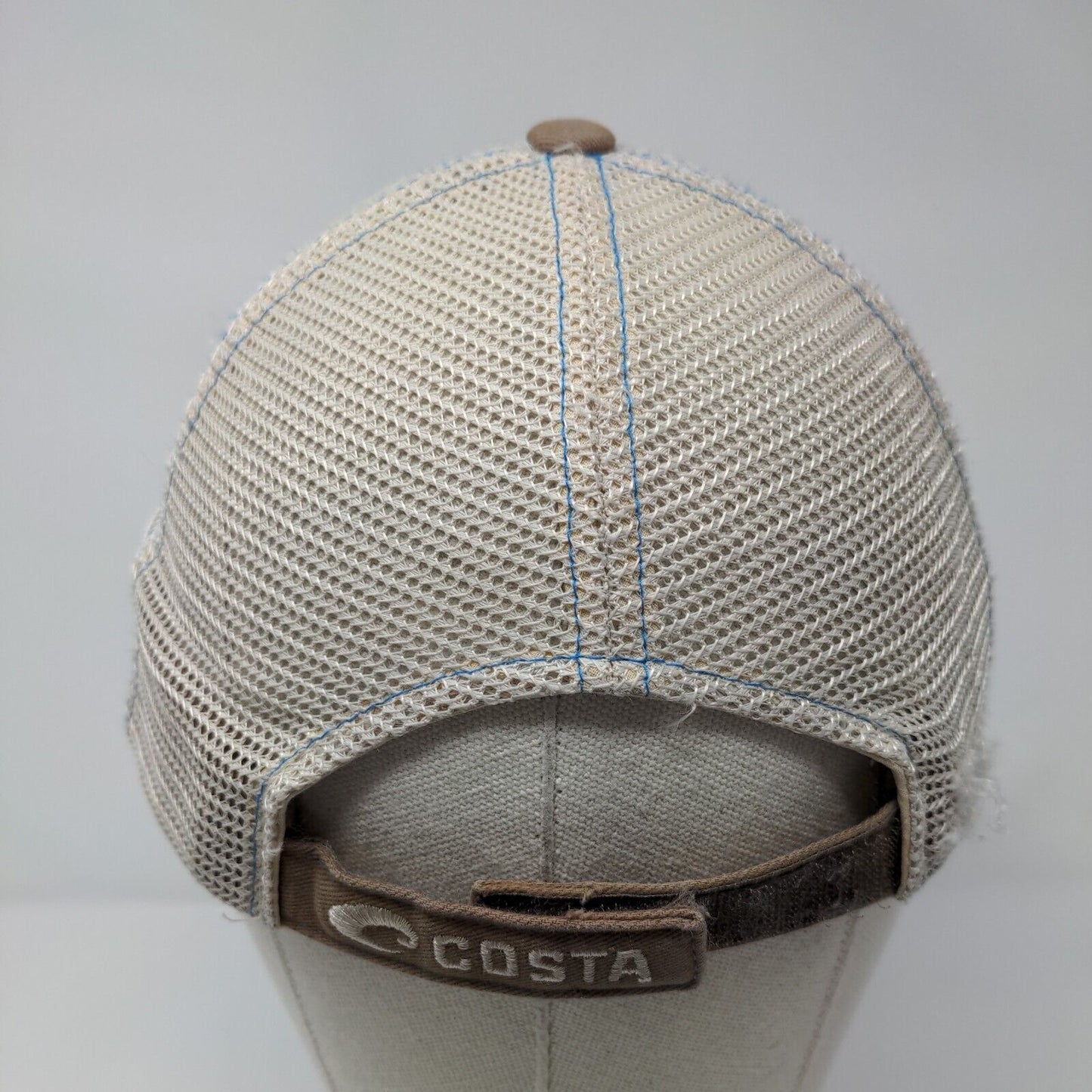 F3T Fish Strapback Mesh Back Trucker Hat Tan One Size Costa Del Mar