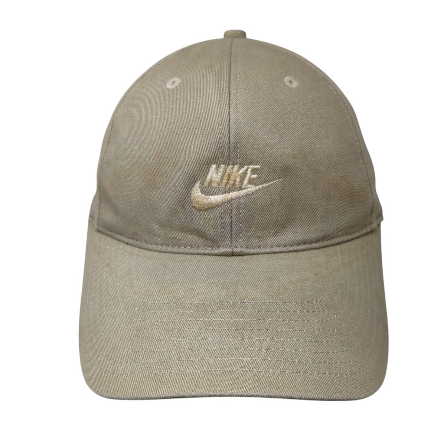 Nike Strapback Hat Tan One Size Adjustable Embroidered Swoosh 6 Panel Cotton