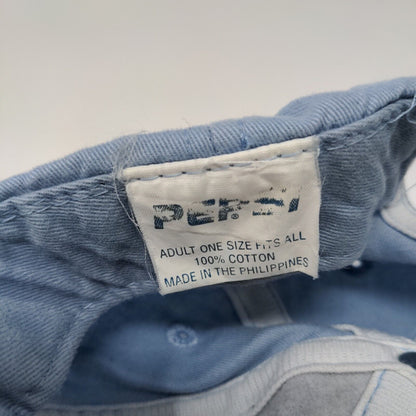 Pepsi Strapback Hat Blue OSFA Adjustable Embroidered Colorblock 6 Panel