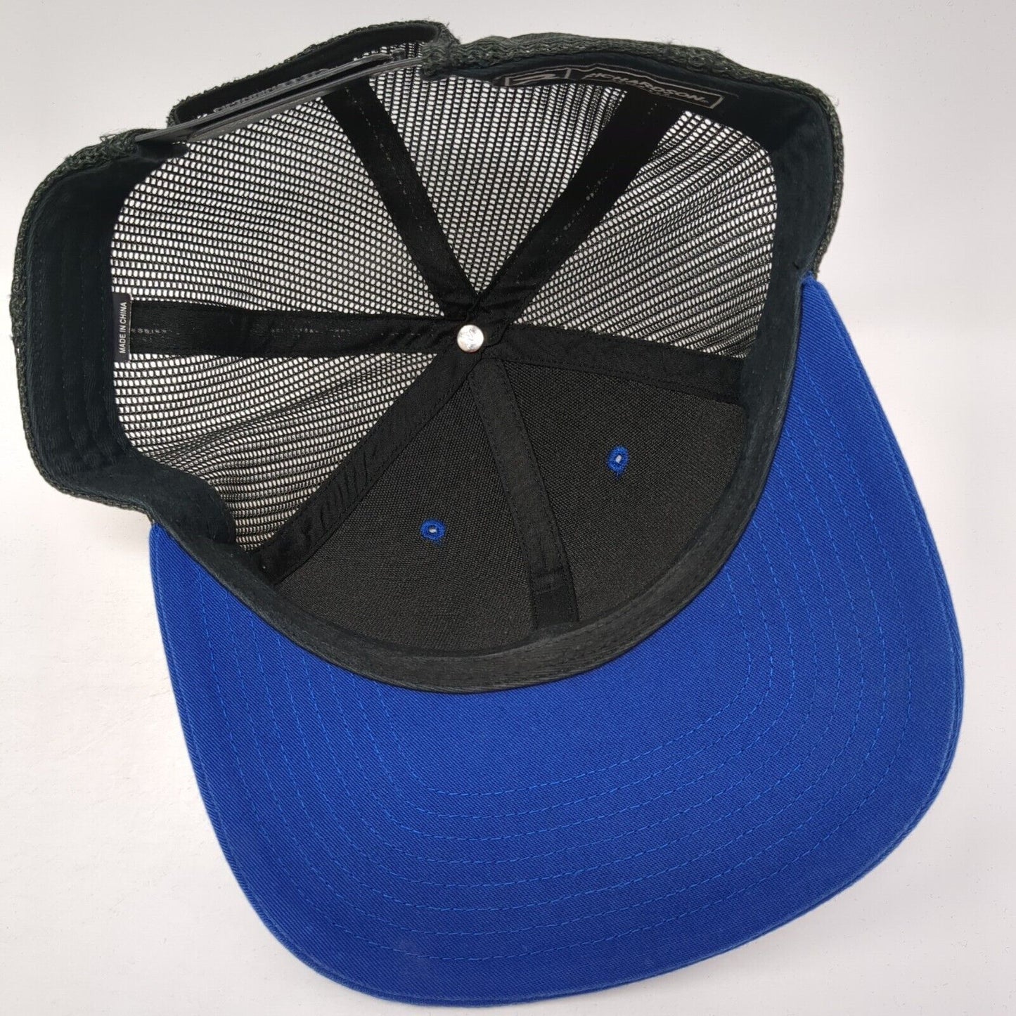 Rock & Roll Denim Patch Snapback Trucker Hat Blue One Size Mesh Back