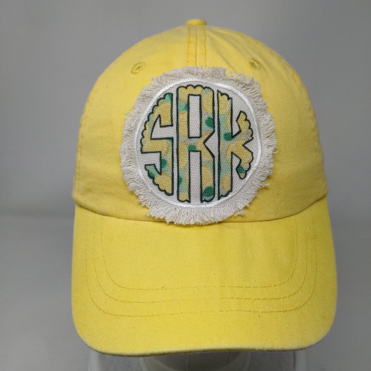 SRK Patch Slideback Hat Yellow One Size Adjustable Leather Strap Adams
