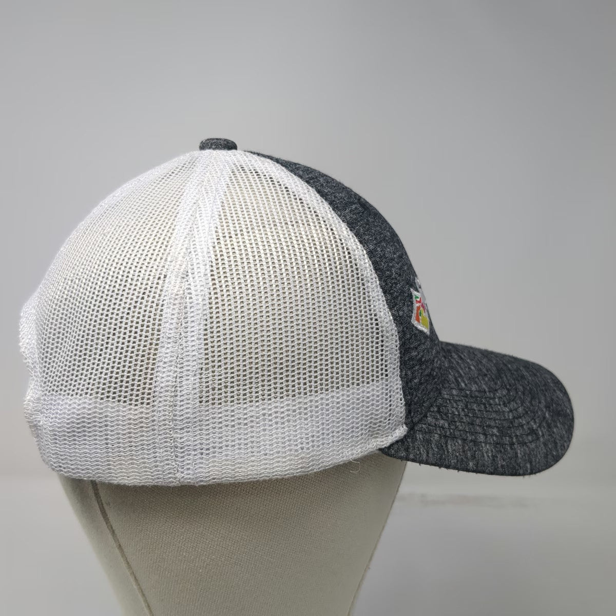 A.J.M. Trucker Hat Gray One Size Farmers Edge Mesh Back Snapback Adjustable
