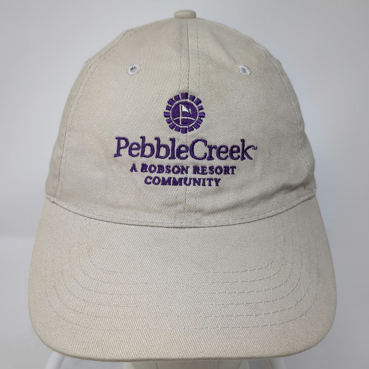 Apollo Baseball Cap Beige Purple One Size PebbleCreek Robson Resort Golf Hat