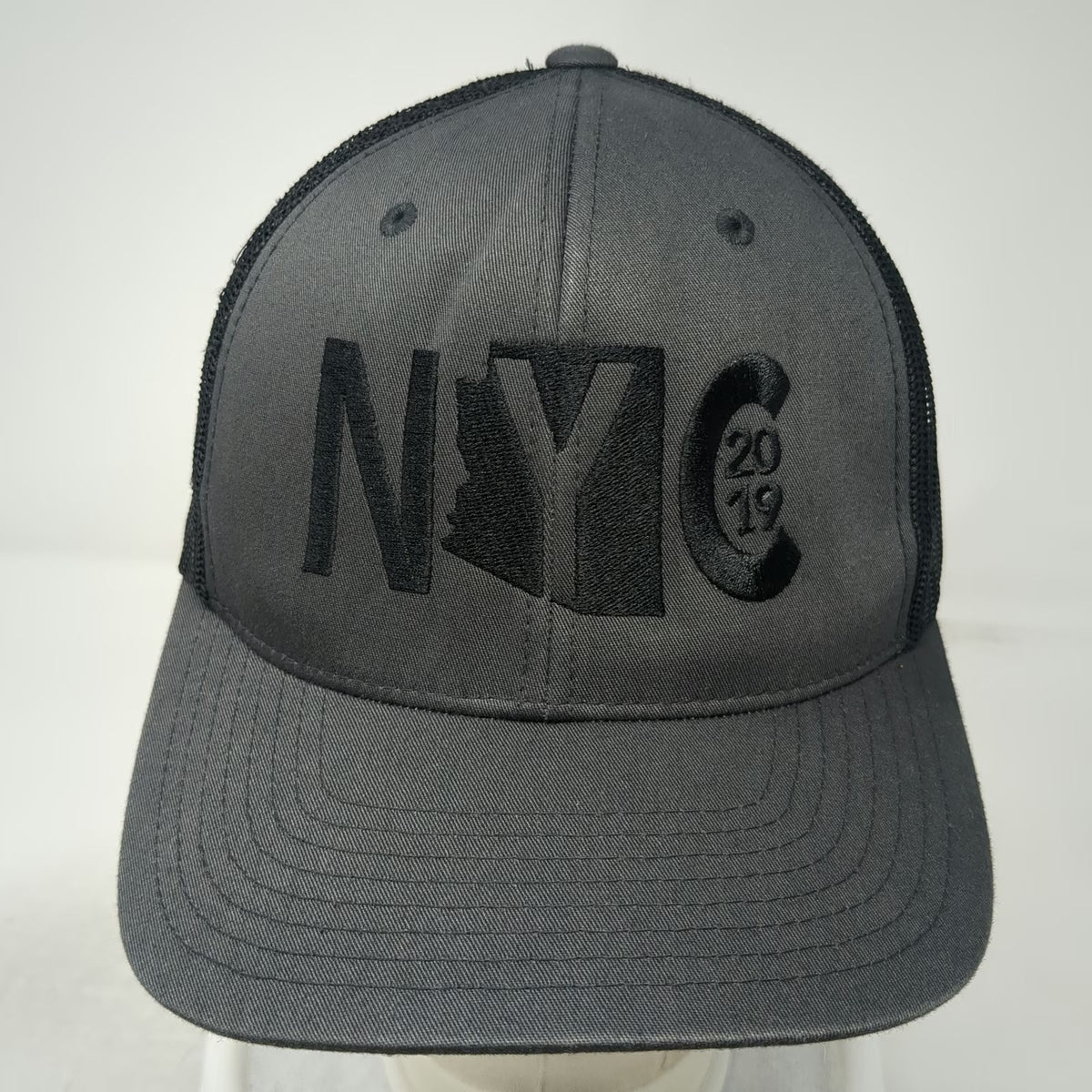 Yupoong Trucker Hat Gray One Size NYC Arizona 2019 Mesh Back Snapback Flat Brim