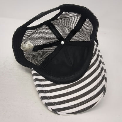 Roxy Trucker Hat Black Floral Hibiscus Striped One Size Mesh Snapback Bill