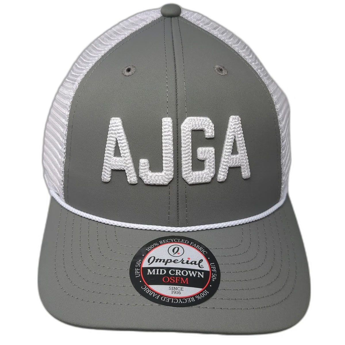 Imperial AJGA Gray Trucker Hat One Size Mesh Back Rope Recycled Fabric 3D Logo
